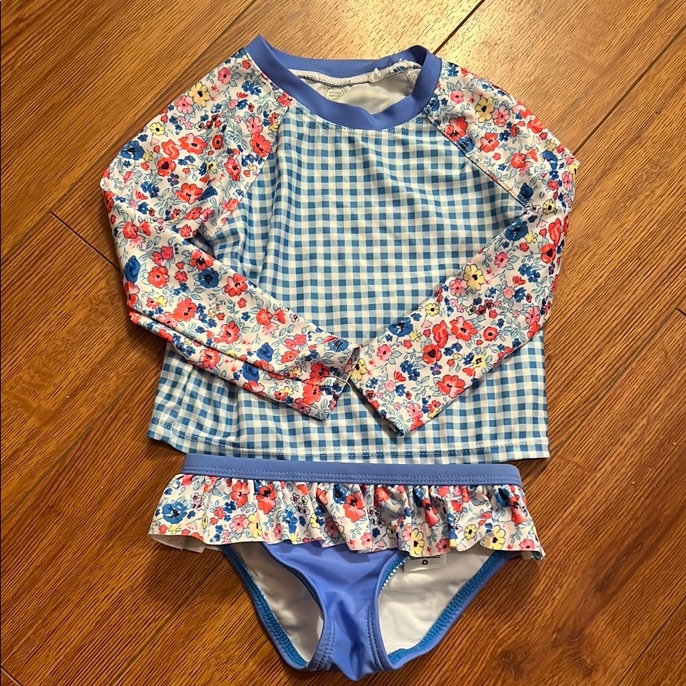 Floral Blue Kids Swim Set